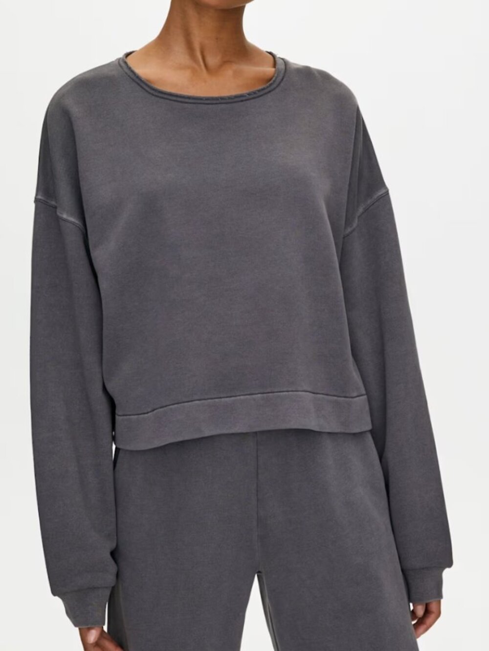 Aritzia The Group Babaton Women's XXS Grey Energia Cropped Crewneck Sweatshirt